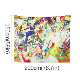 Berkin Arts Decor Tapestry for Wall Hanging Premium Polyester Fabric Backdrop Abstract Art Maximalist Painting 59.1 x 78.7 Inch (Composition VII by Wassily Kandinsky)