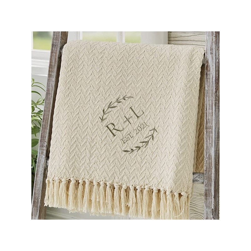 Personalization Universe Their Initials Wedding Embroidered Afghan