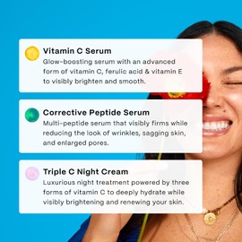 Mad Hippie Skin Care Gift Set for Women - Vitamin C Serum, Vitamin A & Triple C Night Cream + 4 Pillow Packs, Holiday Gift Set, Natural Skin Care Products, Cruelty-Free (7 Piece Set)