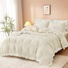 Guchuang Bedding Cream White Seersucker Duvet Cover Set Double Size,
