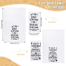 Tatuo 5 Pcs Gigi Kitchen Set Includes 2 Pieces Gigi Dish Towels Microfiber Dish Towels, 2 Pieces Gigi Oven Pads Pot Holder, Gigi Oven Mitt Gigi Gift for Home Birthday Kitchen Cooking Baking