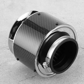 Filtro de aire frío cerrado, red de viento de alto flujo, malla de acero inoxidable doble, textura de fibra de carbono, filtro de aire de carcasa, limpiador de 76 mm / 3 pulgadas para la(pequeña)