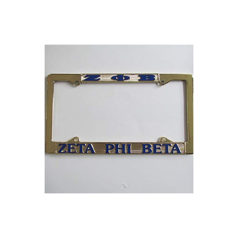 Zeta Phi Beta Brass Plated Metal License Plate Frame, gold