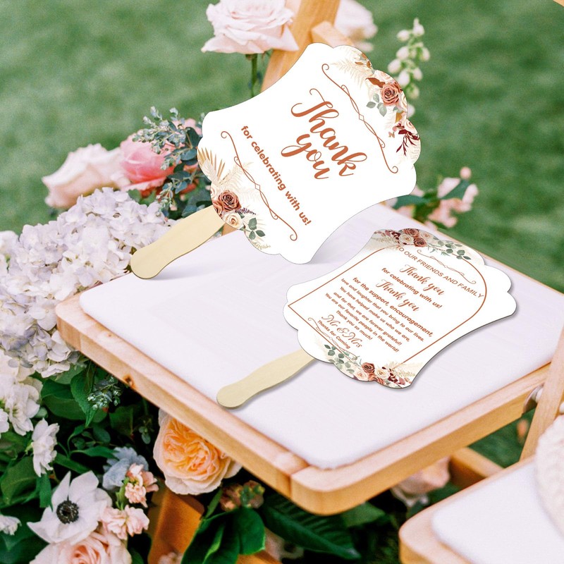 DoubleFill 50 Pcs Hand Held Wedding Fans for Guests Wedding