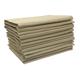 Penguin Home Set of 12 Reusable Cloth Napkins 45 x 45 cm (17"X17") 100% Cotton, Solid Dyed Twill Weave, Soft and Durable, Perfect for Hotels, Restaurants & Events - Khaki,Machine Washable