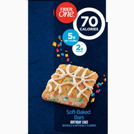 Fiber One Brownies, Birthday Cake, 70 Calorie Bar, 5 Net Carbs, Snacks, 0.89 Ounce (Pack of 12)