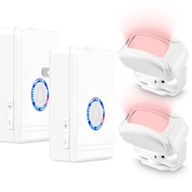 Wireless Motion Sensor Door Chime, NineLeaf Entrance Motion Detector, Plug and Play, 48 Ringtones, 5 Levels Volume, Entry Doorbell for Home Doorway, Business,Retail Welcome Bell(2 Receivers+2 Sensors)