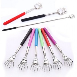 Stainless Steel Antenna Length Adjustable Hyoja Hand Back Scratcher Foldable Skull Finger Bear Paw Sole Portable Mini Travel Skull Finger Color Random 10ea