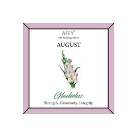 August Birth Month Gladiolus Flower Disk Pendant In 14k Rose Gold Plated 925 Sterling Silver Womens 18" Chain