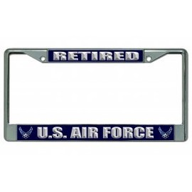 U.S. Air Force Retired Chrome License Plate Frame