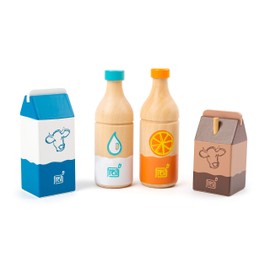 Small Foot Fresh 11438 Wooden Drinks Set, Role Toy, Accessories for Any Merchant Shop, 4-Piece Toy, Multi-Coloured