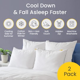 Cosi Home Cooling Pillow Cases (2 Pack) Q-Max 0.45, Double-Sided for Summer & Year-Round Use, Breathable Cool Silky Pillow Covers, Machine Washable - Grey