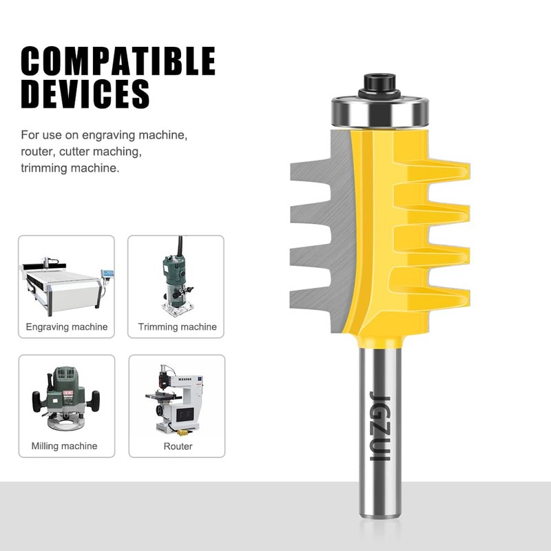 JGZUI Finger Joint Router Bit 1/2‘’ Shank, Reversible Finger Joint