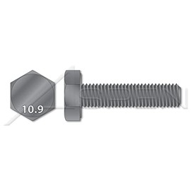 (2 pcs) M30-3.5 X 150mm, DIN 933 / ISO 4017, Metric, Hex Head Cap Screws Bolts, Full Thread, Class 10.9 Steel, Plain