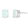 Michooyel Sterling Silver Opal Stud Earrings for Women Solitaire 6x8mm