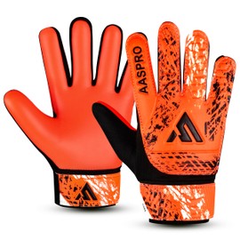 AASPRO CORE Soccer FOOTALL Goalie Goalkeeper Gloves for Kids,Youth Boys Junior Childrens with Double Wrist Protection with Super 3+2 MM Strong Anti Slip Grip