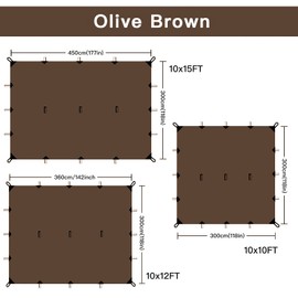 KALINCO Camping Tarp Waterproof, 10X12FT Hammock Rain Fly Tarp Tent, Multifunctional Tent Footprint, Lightweight and Compact for Backpacking, Hiking (Coffee-10X12FT)