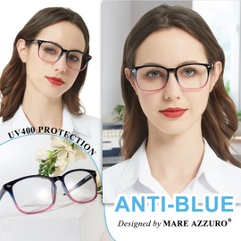 MARE AZZURO Blue Blocking Reading Glasses Women Computer Readers 0 1.00 1.25 1.50 1.75 2.00 2.25 2.50 2.75 3.00 3.50 4.00 5.00 6.00 (Purple, 1.0)