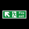 2x Fire Exit Arrow Left Up Sign 300mm x 100mm