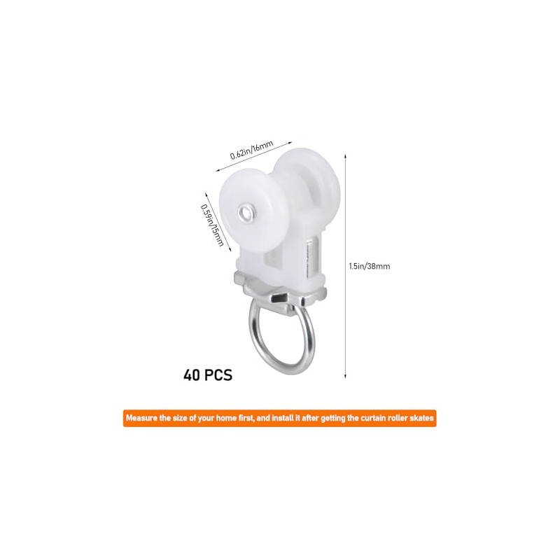 40 Pcs Curtain Track Roller Hooks Curtain Rail Ceiling Gliders