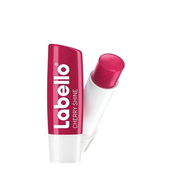 Labello Cherry Shine (4.8g) Lip Balm with Delicate Red Shine and Shimmer Pigments and Cherry Shine Lip Balm without Mineral Oils