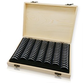 Aupur Commemorative Coin Storage Case, Holds 100 Coins, Wooden Storage, Wooden coin case