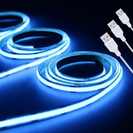 LED Strip Lights ICE Blue COB 320 LEDs 3Pack High Brightness Indoor Use Flexible LED Tape Lights for Home DIY Display Cabinet 5V USB LED Lights,Commercial Decoration TV Lights (ICE Blue 20000K)