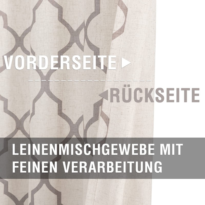 TOPICK Linen Look Curtains, 1 Piece, 45 x 127 W