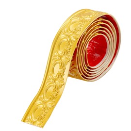 Flexible Self-Adhesive Molding Trim - 9.9 Feet Peel and Stick Wall, Ceiling, Cabinet Border, Mirror Frame for Home Decor (Gold)