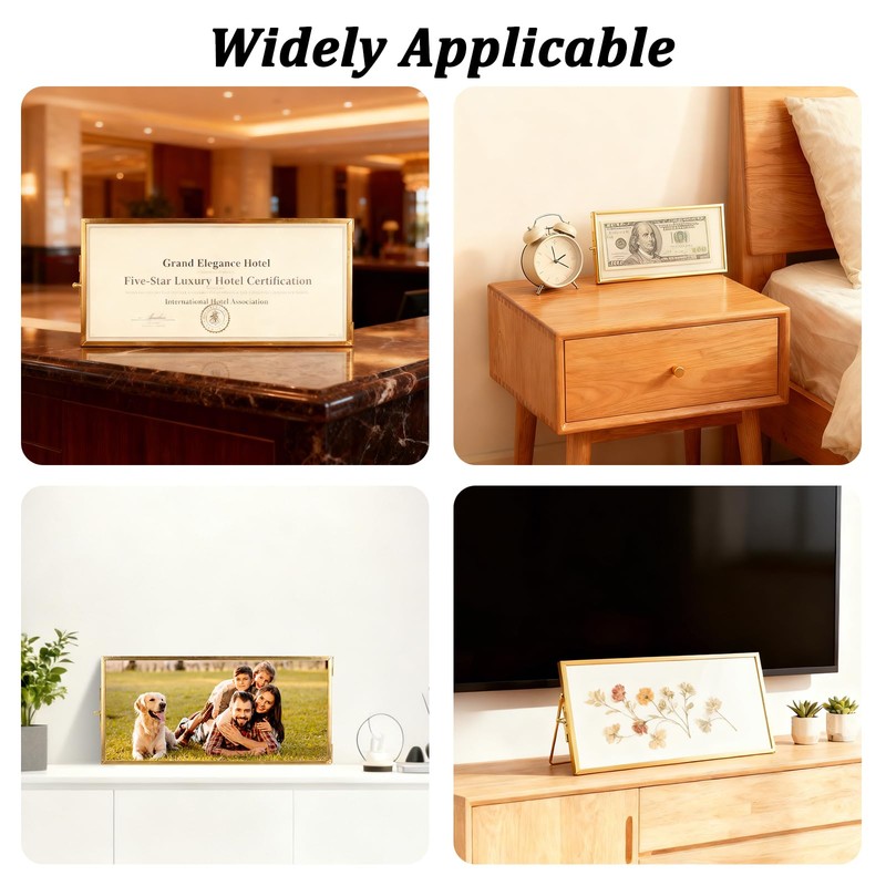 Himitimi Business License Frame Gold Brass Certificate Display Frame Double