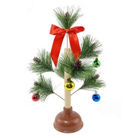 FunisFun Christmas Tree Plunger Funny Gag Gift Hilarious Toilet Humor White Elephant Gift Exchange