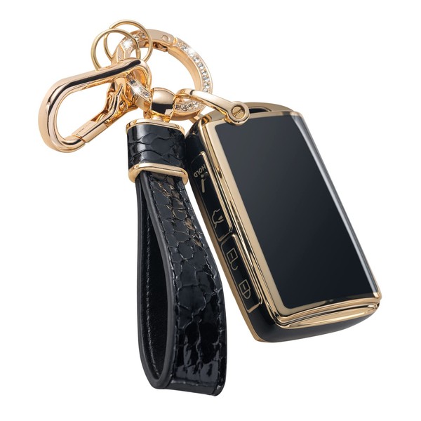 Muzizyq for Mazda Key Fob Cover with Leather Keychain Soft