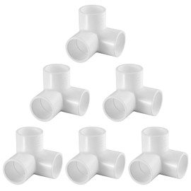 LESSO 6 Pack 1" Tee PVC Pipe 3-Way Elbow Connector Fittings, 1 Inch Furniture Grade 90° Tee Side Outlet, PVC Corner Fittings for DIY Building Furniture Greenhouse Shed Pipe Tent Connection, SCH40