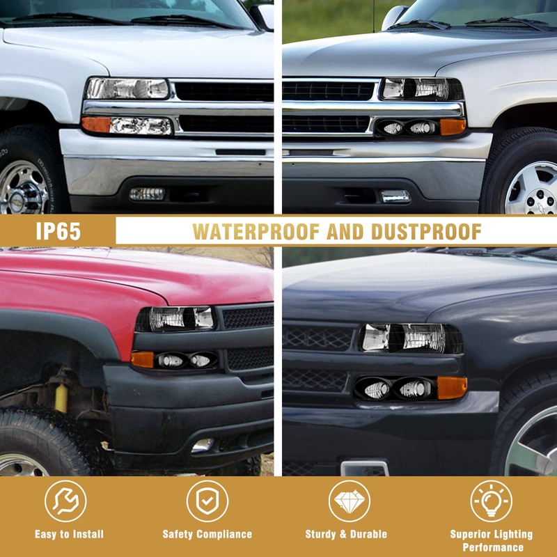 AS Headlight Assembly Compatible with 1999 2000 2001 2002 Chevy