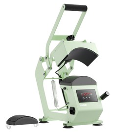 Hat Press Heat Machine for Caps with 2 Platens, Precise Temp&Timer Control, Hat Heat Press with Timer Auto Starter, Sublimation Hat Press for Trucker Hat & Iron on Vinyl, Heat Transfer (Light Green)