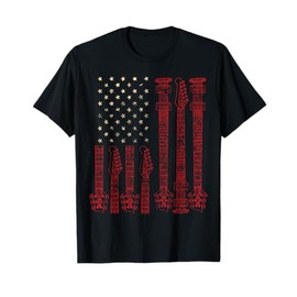 American Flag Guitar 4th of July Patriotic Musician Women Men T-Shirt