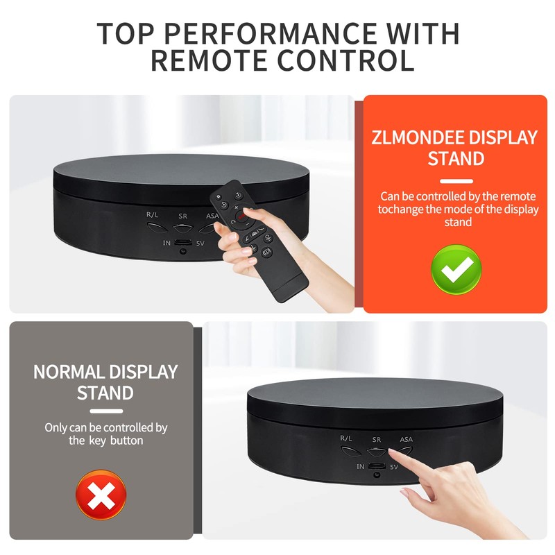 ZLMONDEE Remote Control Rotating Display Stand, 5.74inch/22Lbs Load Turner Cup
