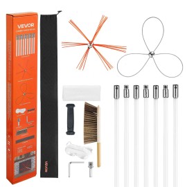 23 Ft Extendable Length Chimney Sweep Kit with Dual Brush Heads Fireplace Sets & Accessories-Chimney Cleaner Sweeper Gogg BrushNumber of Brush Heads/Length: 2/30 inch