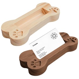 Taasmoog Wood Business Card Holder, Pack of 2 Business Card Holder for Desk, Puppy Bone, Wooden Business Card Stand, Cute Puppy Business Cards, Storage, Business Cards Storage
