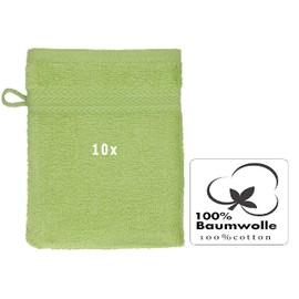 Betz PREMIUM Wash Gloves 10-piece set - terry flannels for face cleaning - made of 100% cotton - baby wash mitt colour avocado green
