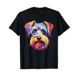 Watercolor Colorful Miniature Schnauzer Dogs T-Shirt