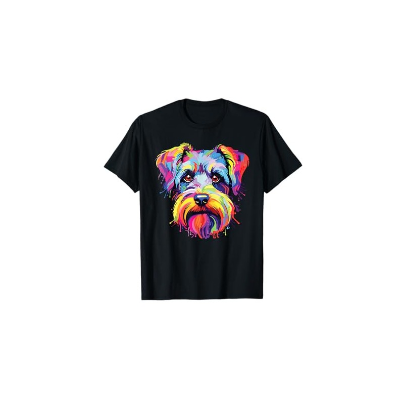 Watercolor Colorful Miniature Schnauzer Dogs T-Shirt