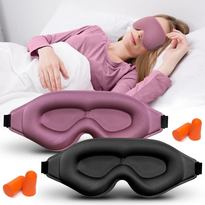 2 pieza Antifaz para dormir 3D para mujeres y hombreSuave