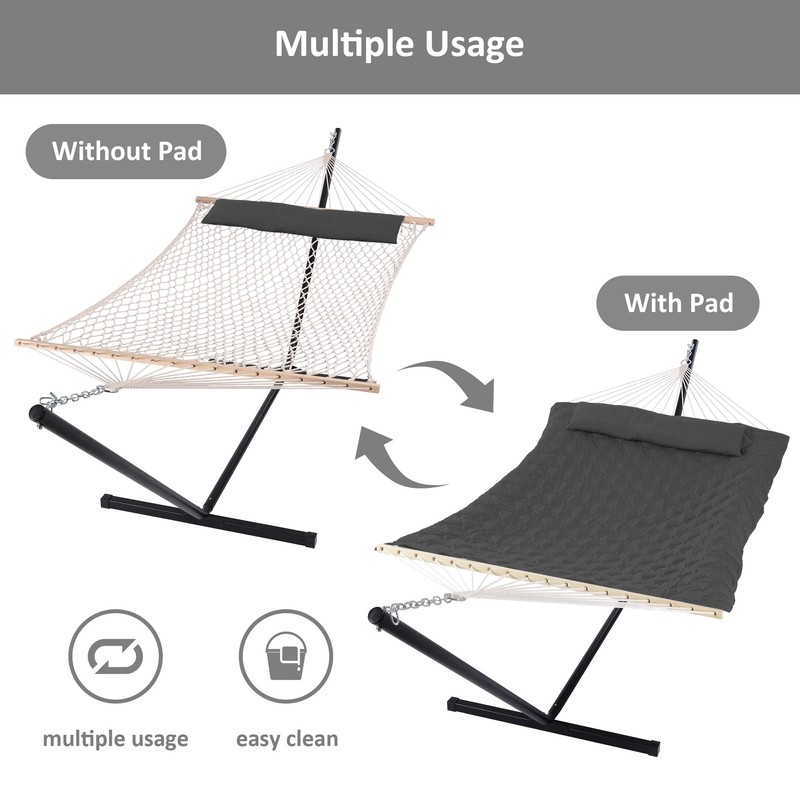 SUNCREAT Hammocks for Outside with Stand, Extra Large 2 Person