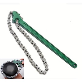 Sinyiol 15 Inch Heavy-Duty Ratcheting Chain Wrench Oil Filter Wrench Reversible Chain Style Pipe Fitter Tools Fit Max 8 Inch Diameter，Tool With Toothed Chain (15 Inch)