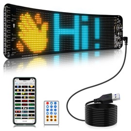 Tesinll Flex LED Panle, Flexible Scrolling Advertising LED Car Sign APP Control,DIY DesignText, Animations for Car Store Party Bar Hotel Concert (13.5''x4'')