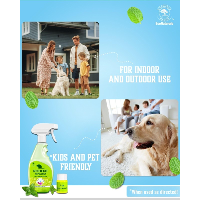 All Natural Peppermint Oil Spray, Non-Toxic Rat Repellent to Repel
