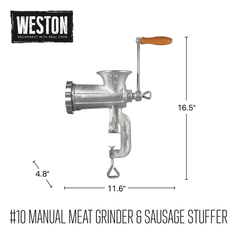 Weston #10 Manual Tinned Meat Grinder and Sausage Stuffer ,