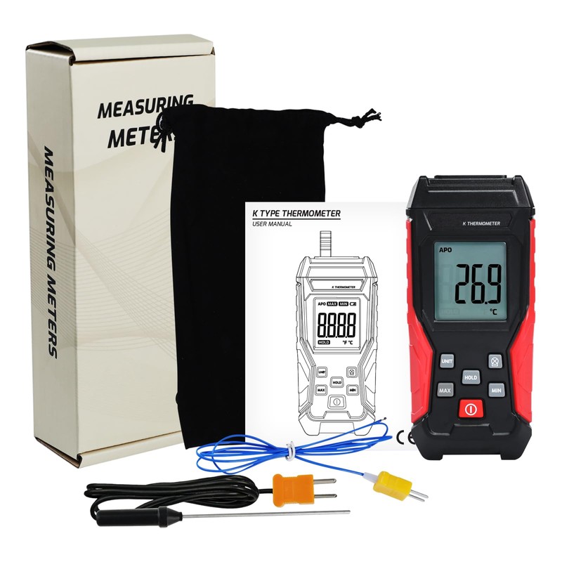 Digital K Type Thermometer with Two Thermocouple Probes, -328°F~2501°F Single
