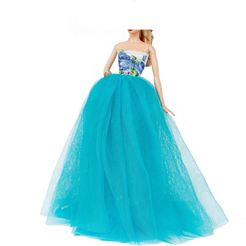 BJDBUS Blue Clothes Trailing Wedding Dress with Veil for 11.5
